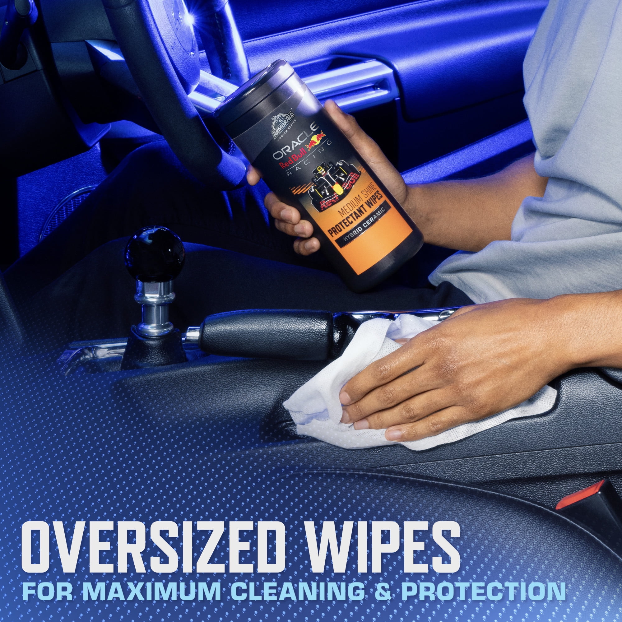 (2 pack) Armor All Podium Series Protectant Car Wipes (25 Count), Medium Shine Hybrid Ceramic Car Cleaning Wipes Developed with Oracle Red Bull Racing