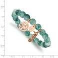 thumbnail image 2 of Primal Steel Stainless Steel Antiqued and Polished Rose IP-plated Seahorse Green Dyed Jade Bracelet, 2 of 6