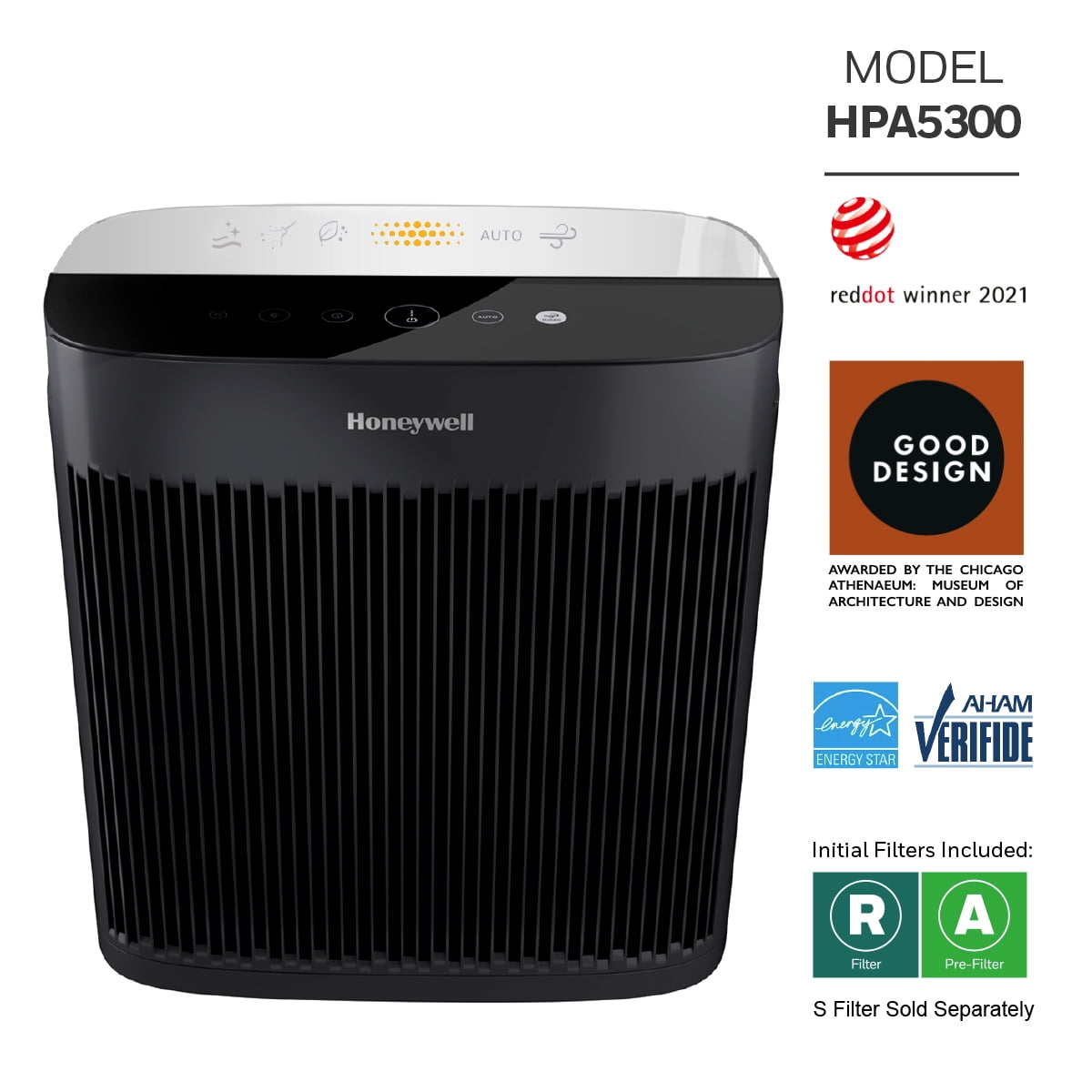 Honeywell Air Purifier HPA5300B 500 sq ft HEPA Filter Allergen Plus Smoke Pollen Dust Reducer