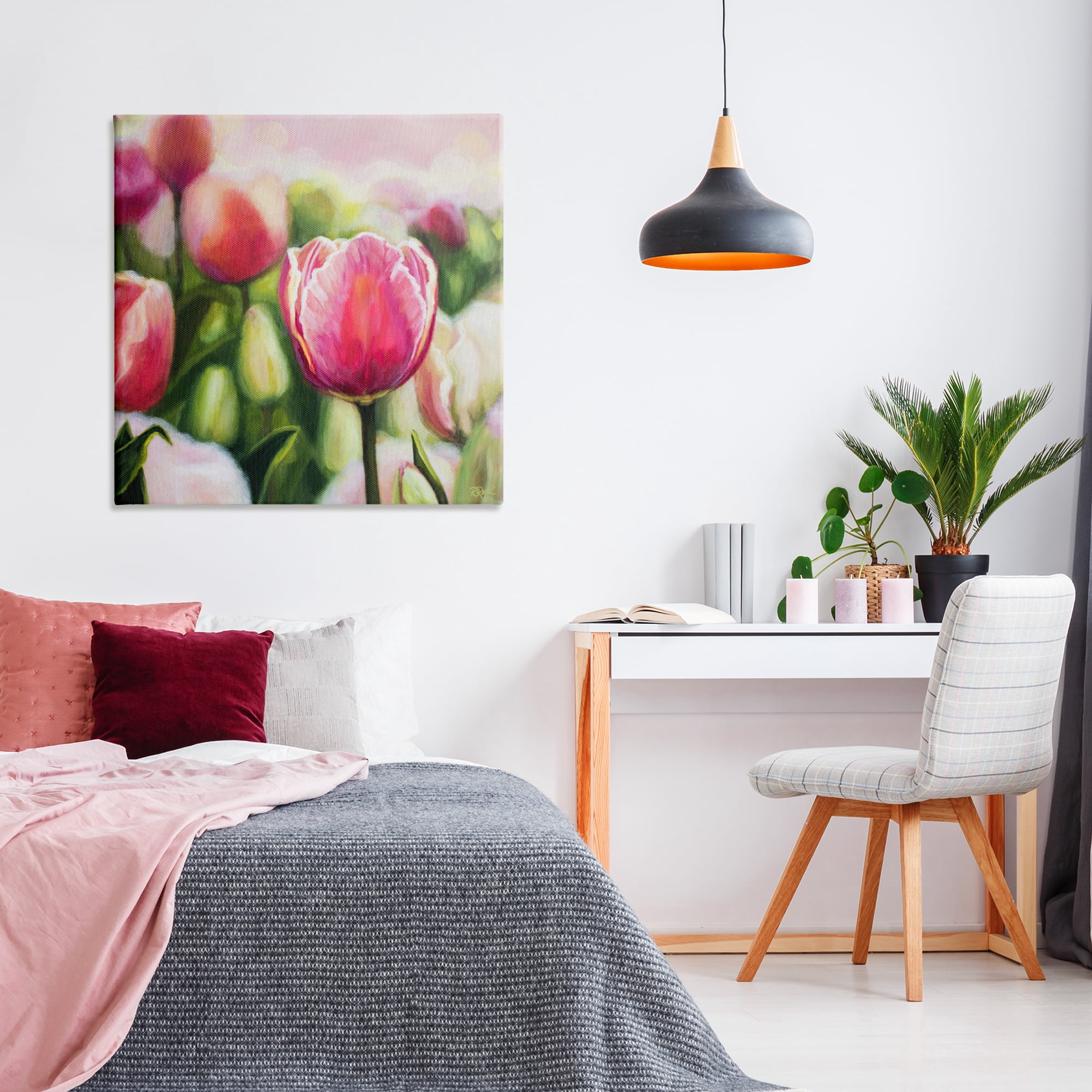 Stupell Industries Blooming Tulips Garden Plants & Flowers Painting Wrapped Canvas Art Print Wall Art, 36 x 36