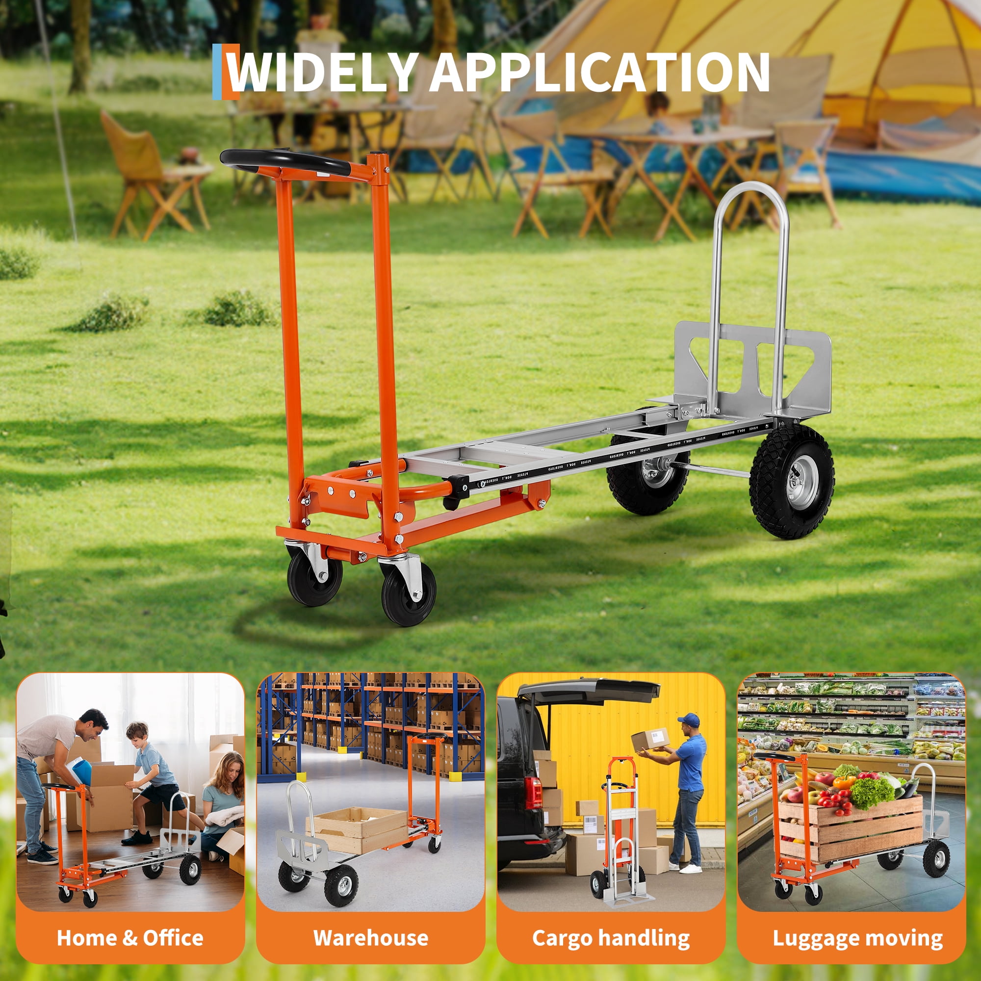 CazToi 3 in 1 Folding Hand Truck 770lbs Capacity Folding Aluminum Dolly