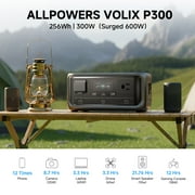 ALLPOWERS VOLIX P300 256Wh Portable Power Station, 300W AC Output, 100W USB-C, LiFePO4 Battery Solar Generator for Camping, RV, Travel, Home Backup & Emergency Use