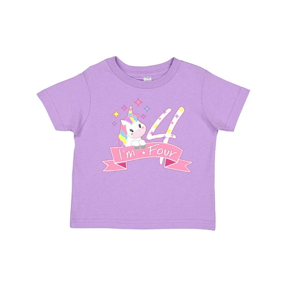 Inktastic I'm Four- Cute Unicorn 4th Birthday Boys or Girls Toddler T-Shirt