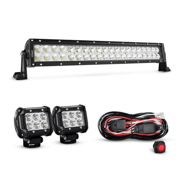 Nilight 22 Inch 120W Spot Flood Combo Led Light Bar 2PCS 4 Inch 18W