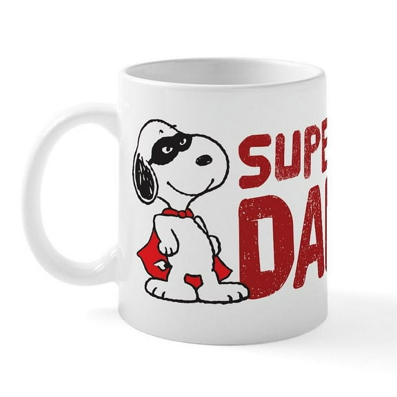 CafePress - Peanuts: Super Dad Mug - 11 oz Ceramic Mug - Novelty Coffee Tea Cup