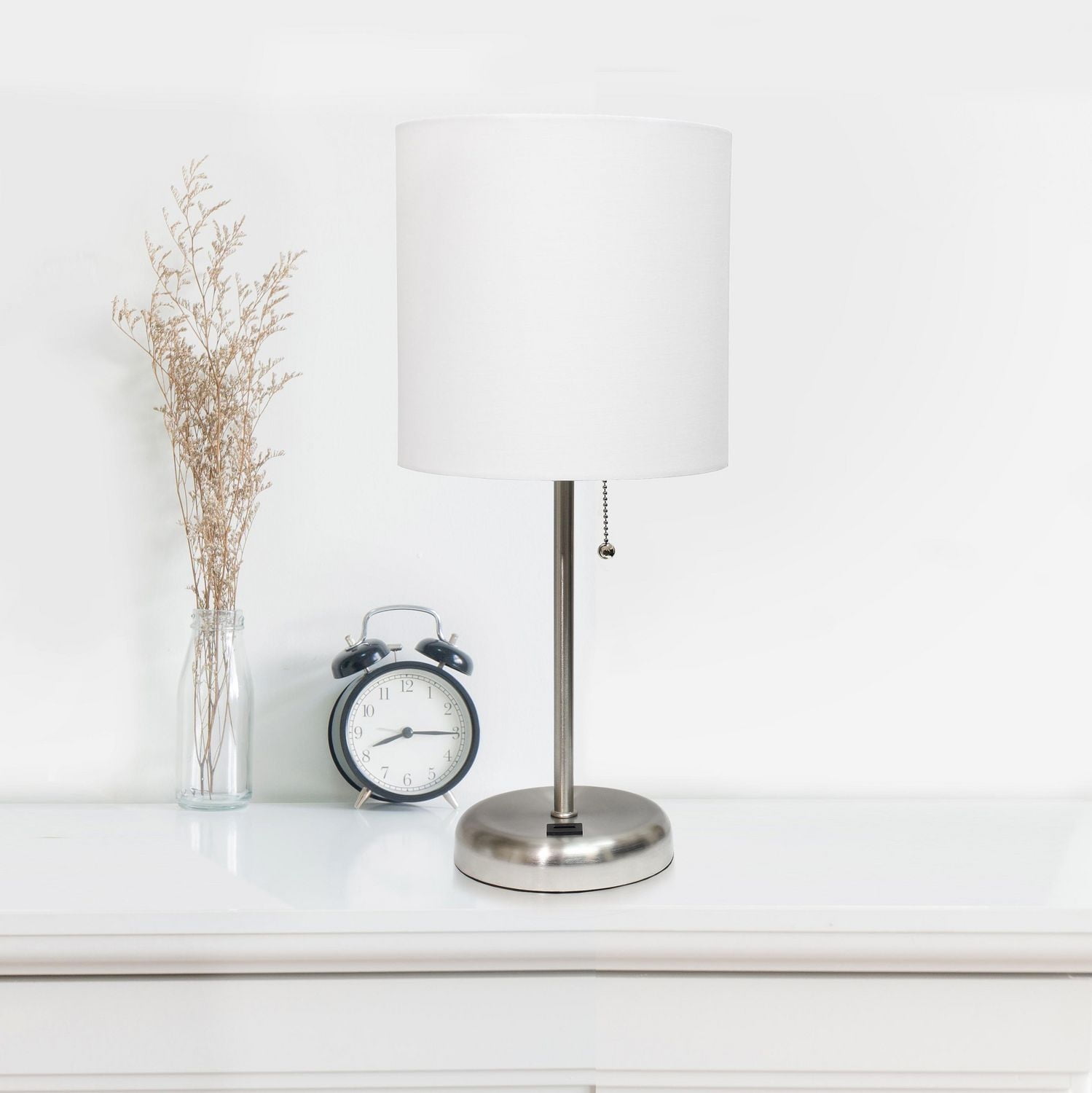 LimeLights Stick Lamp with USB charging port and Fabric Shade 2 Pack Set