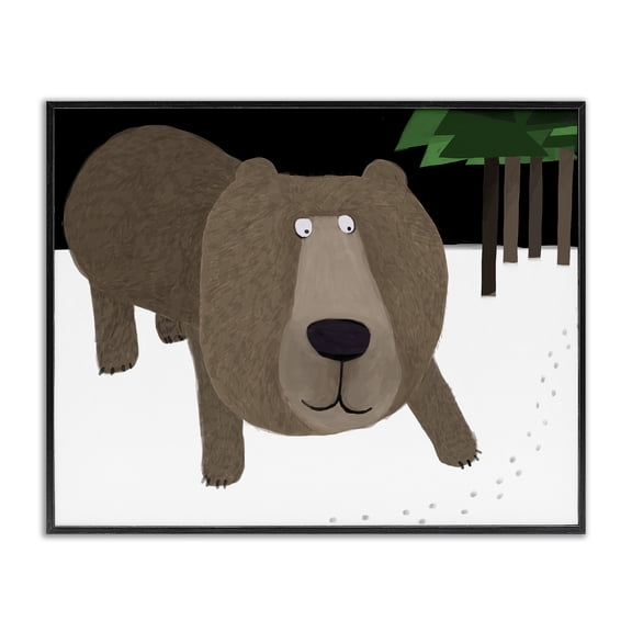 Stupell Industries Cottage Happy Winter Bear Paw Prints Black Framed Giclee Art, 14 x 11, by Carla Daly