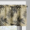 thumbnail image 4 of Palm Valance & Tier Curtain 3 pcs Set, Abstract Exotic Tropical Leaves with Pin-Scratched Paint Background Print, Window Treatments for Kitchen Room Decor, 55" x 36", Sepia and Charcoal Grey, 4 of 6