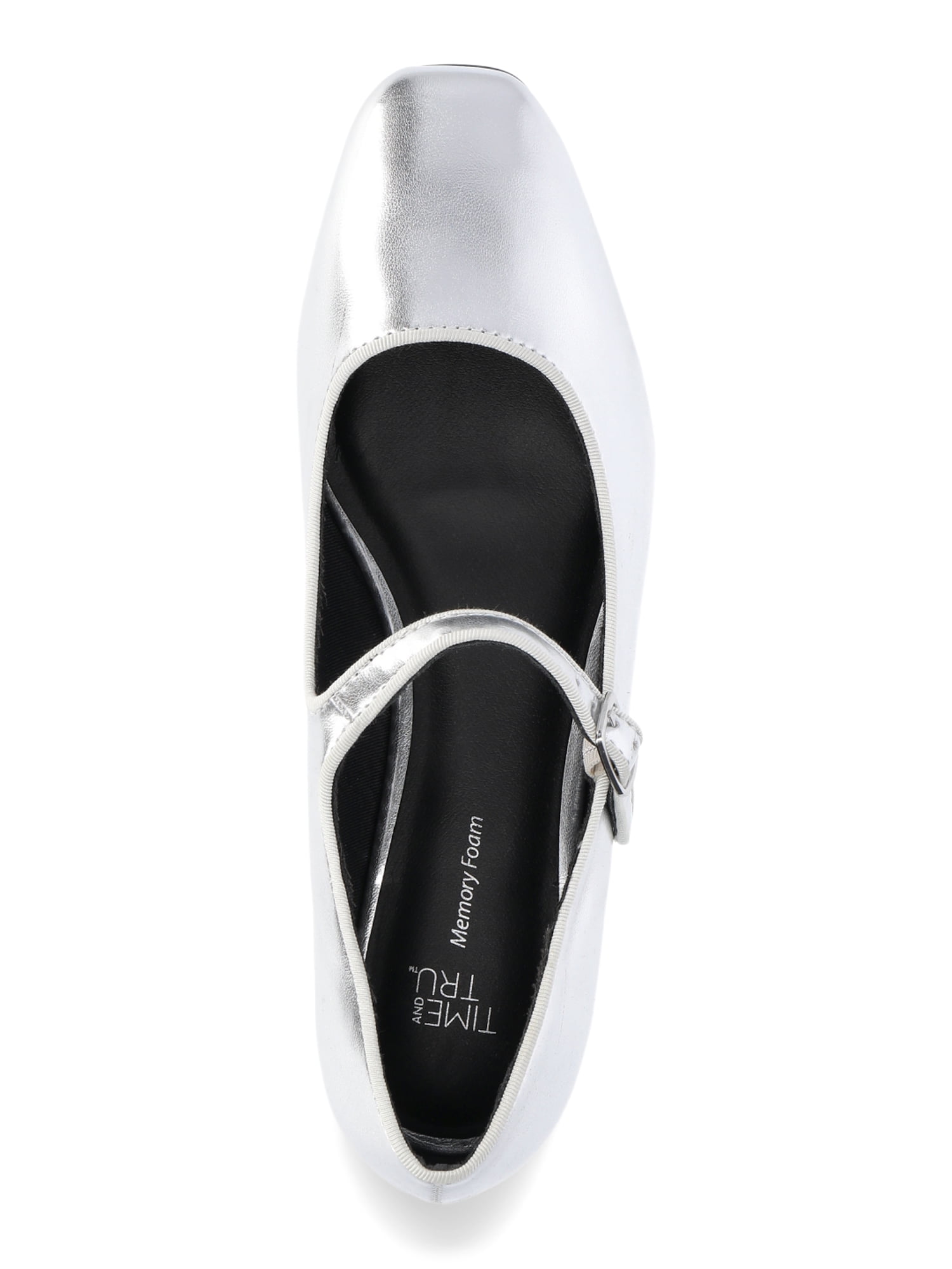 Time and Tru Women's Faux Leather Mary Jane Flats, Wide Width Available