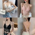 thumbnail image 7 of Lace Bandeau Bra Deep V Neck Summer Camisole Vest Lace Bralettes for Women,Black, 7 of 7
