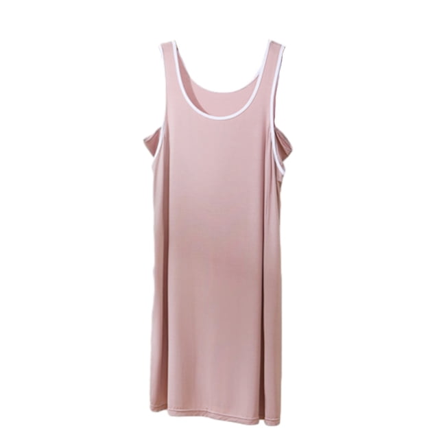 Timegard Vêtements de Nuit pour Femmes Col Rond Régulier Sans Manches Chemises de Nuit Dos Nu Décontracté Confortable Robe de Maison