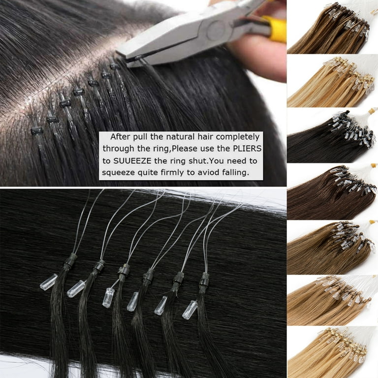 Benehair Russian Remy 100% Human Hair Extensions Nano Beads Micro Ring Hair  Tip 100% Real Remy Hair Extension Micro Link Bonds 1g/Strand 50g Blonde