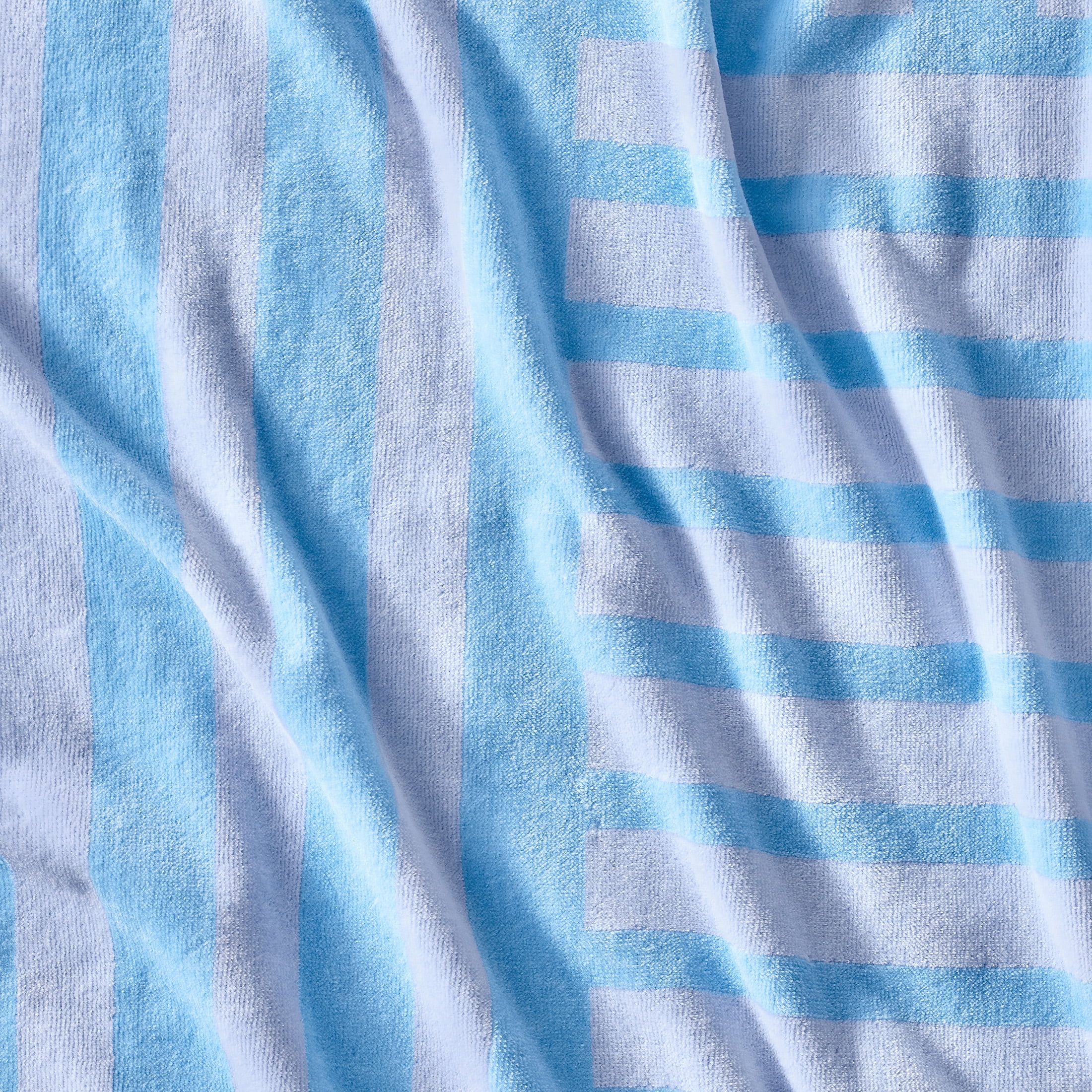 Better Homes & Gardens 2 Pack Cotton Blend Beach Towels, 72 x 38 in, Light Blue Rope