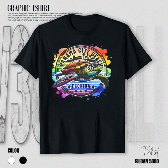 Panama City Beach Florida Coastal Vacation Souvenir Ocean Art Unisex T-Shirt V11429, up to size 5XL
