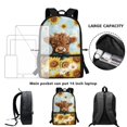 thumbnail image 6 of HUIACONG Highland Cow Sunflower School Backpack for Students Ages 6-18 Large Capacity Lightweight Water Resistant Durable Bookbag for Elementary Middle High School Daily Use, 6 of 6