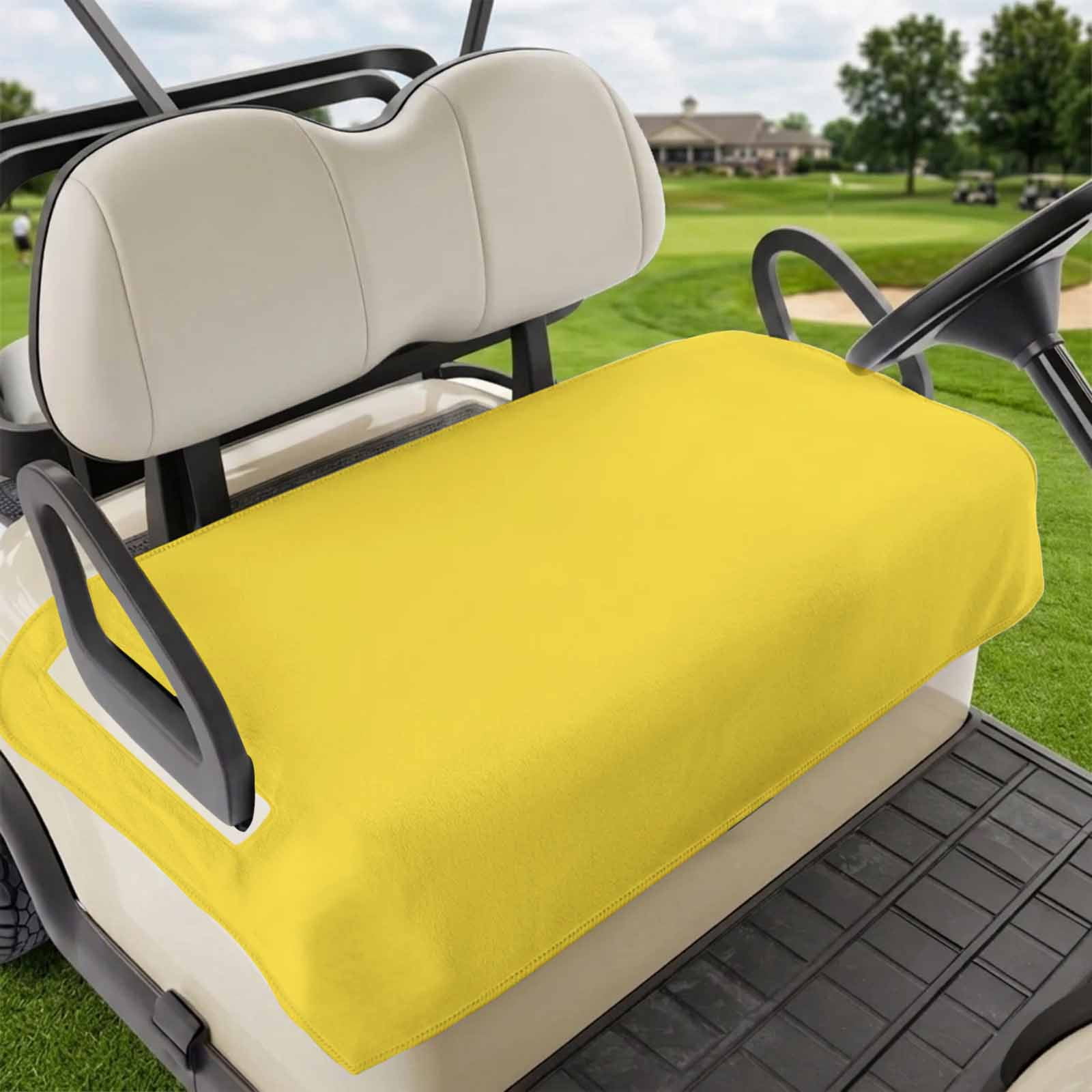 Golf Cart Seat Covers for 2 Seater Yellow Soft Microfiber Cart Seat Towel Blanket Pure Yellow Absorbent Breathable Non Slip Bench Seats Protector for Golf Course 51 x31