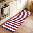 thumbnail image 3 of Red Blue White Striped Large Area Rugs for Bedroom Living Room, Soft Non Slip Carpet Bedside Rug, Modern Simple Stripes Rectangular Floor Cover Kitchen Accent Rug 2'x6' for Dining Room/Office, 3 of 9