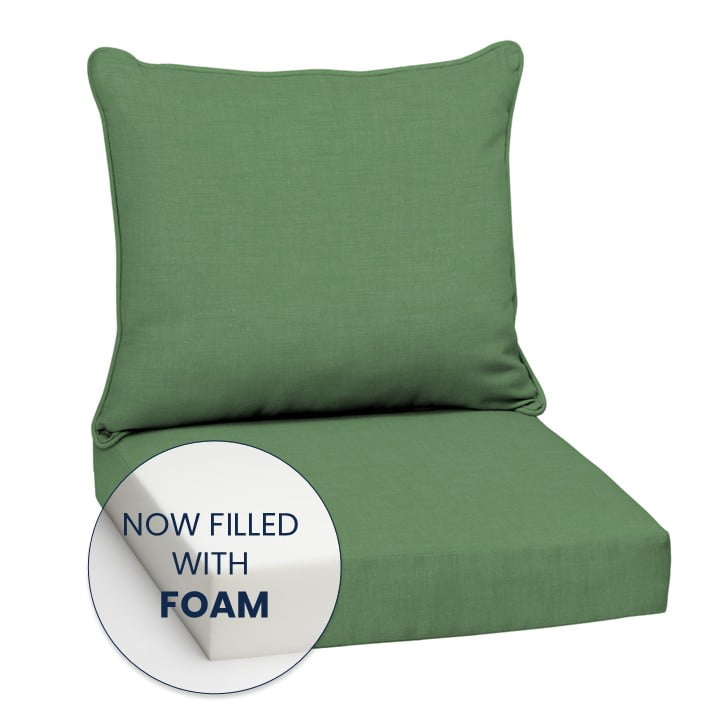 ARDEN Outdoor Foam Deep Seat Cushion Set, 24 in x 24 in, Weather-Proof, Rain-Proof, Fade Resistant Patio Cushion, Bottom and Back Cushion for Chair, Sofa, and Couch Bright Moss Green Leala