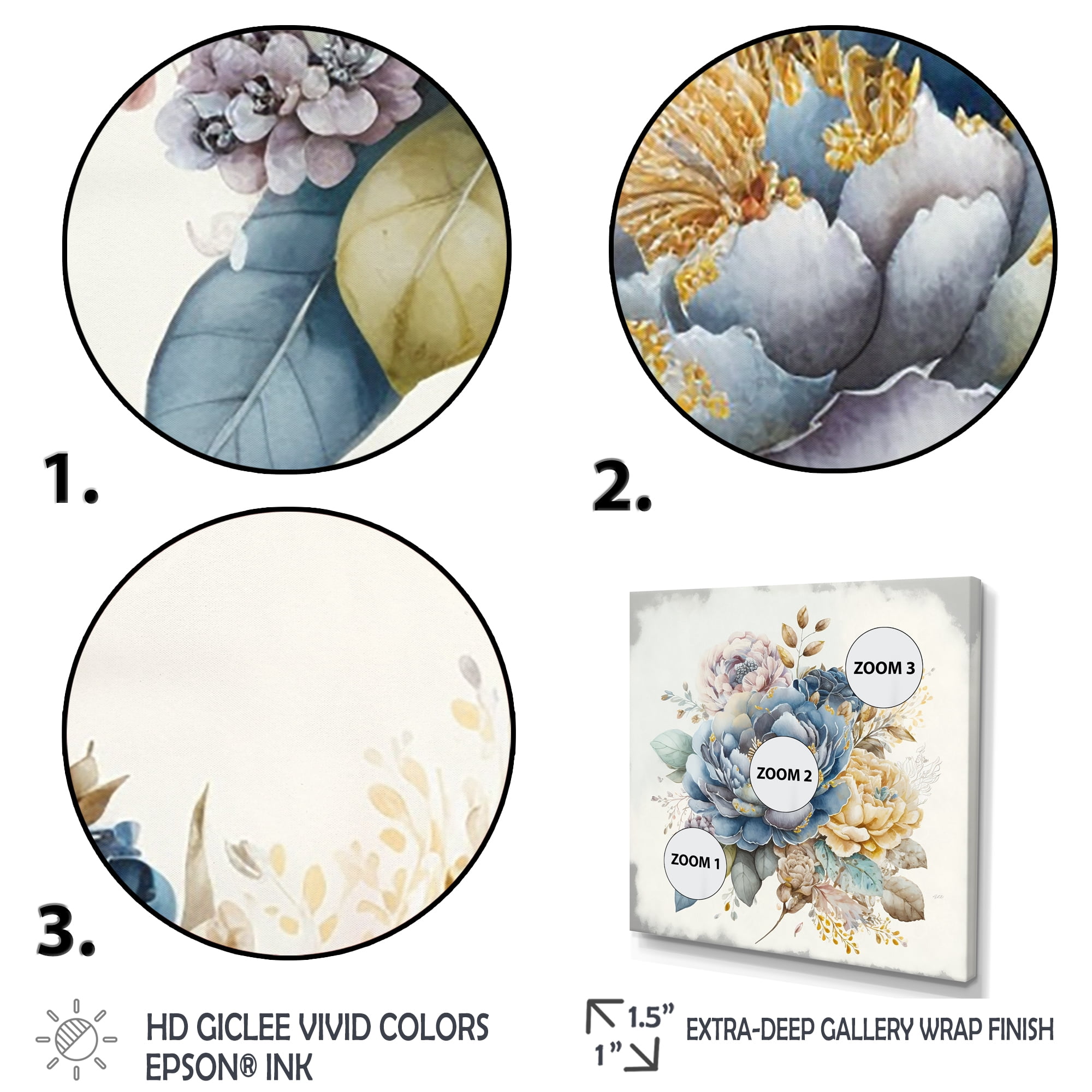 Designart Cool Tone Blooming Bouquet III Canvas Wall Art