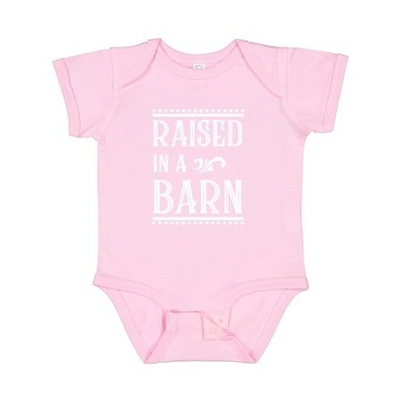 

Inktastic RAISED in a BARN in White Gift Baby Boy or Baby Girl Bodysuit