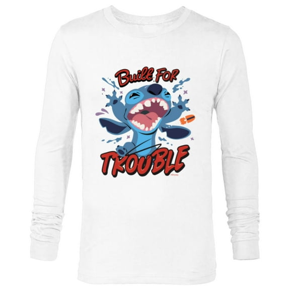 Disney Stitch Built for Trouble - Long Sleeve T-Shirt for Men - Customized-White