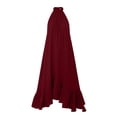 thumbnail image 5 of ClodeEU Women's Halter Neck Smocked Waist Draped Maxi Dress with Ruffle Hem ,Casual Beach Vacation Dress Wine,Women's Plus XXL, 5 of 5