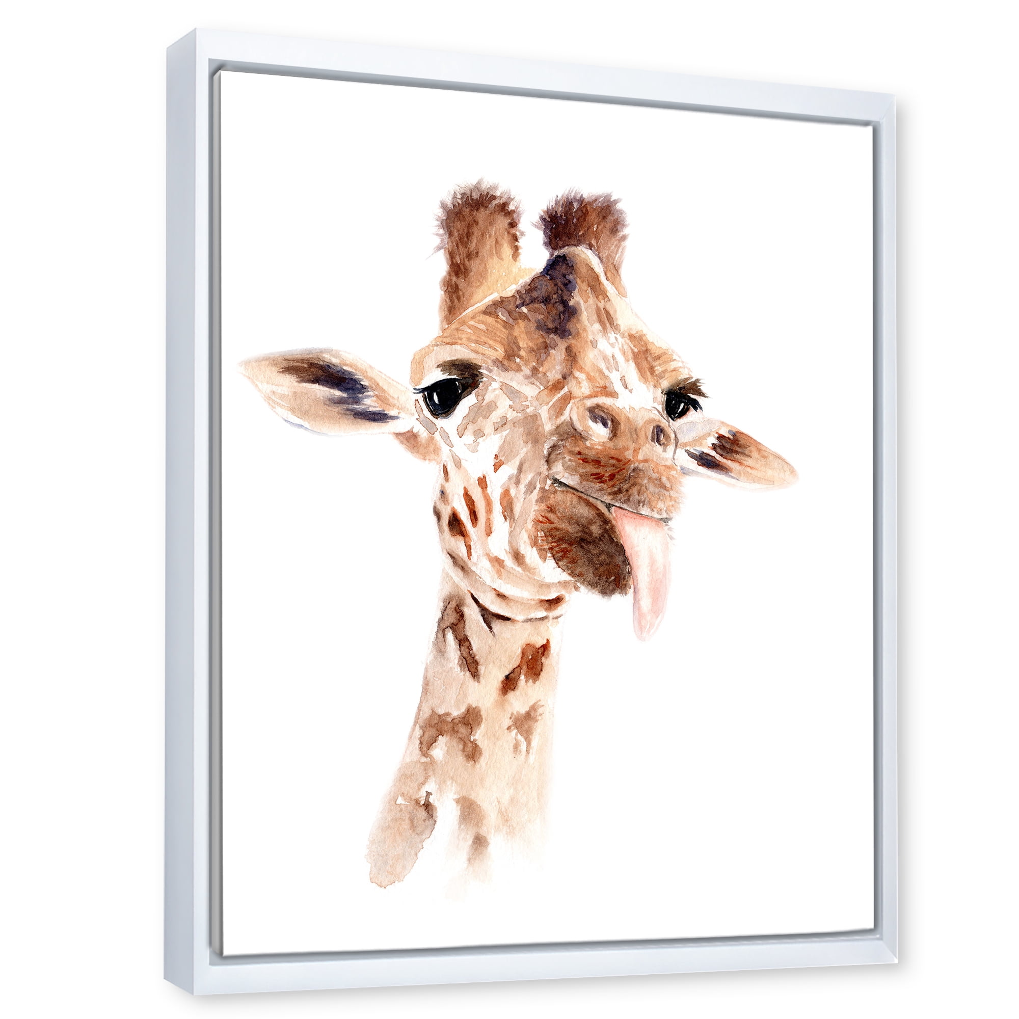 Designart 'Close Up Portrait of A Giraffe X' Farmhouse Framed Canvas Wall Art Print