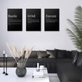 thumbnail image 2 of Hustle Grind Execute Wall Art Set of 3 Framed Canvas Black Motiviational Wall Art Home Office Wall Decor Inspirational Positive Quotes Posters Success Entrepreneur Gifts for Men Guys 12"x16", 2 of 7