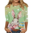 thumbnail image 3 of BiZtdJrK 50% Percent off Sales Today 3/4 Length Sleeve Womens Tops 2025 Fashion 3D Print Pullover Casual Loose Crewneck Tshirt Easter Day Cute Graphic Tees Shirts Multicolor M, 3 of 6