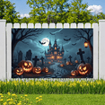 thumbnail image 4 of Gothic Design Halloween Banner with Scary Pumpkins Spooky Castle Backdrop Dark Atmosphere for Halloween Party Decoration, 4 of 5