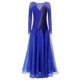 thumbnail image 4 of Alvivi Robes de Danse de Salon à Strass Pailletés pour Femmes Manches Longues en Maille Transparente Robe de Danse Moderne Valse Bleue m, 4 of 7