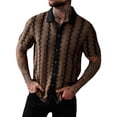 thumbnail image 2 of VgaVtl Mens Collared Shirt Short Sleeve Summer Knit Checkered Clothes for Men Vacation Leisure Button, 2 of 7