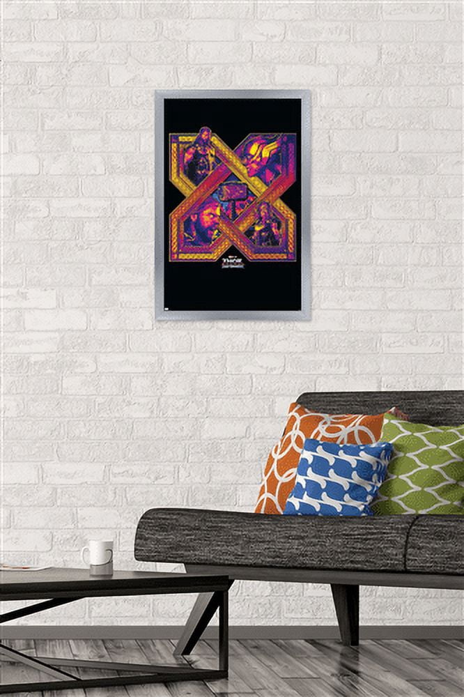 Marvel Thor: Love and Thunder - Cross Wall Poster, 14.725" x 22.375" Framed