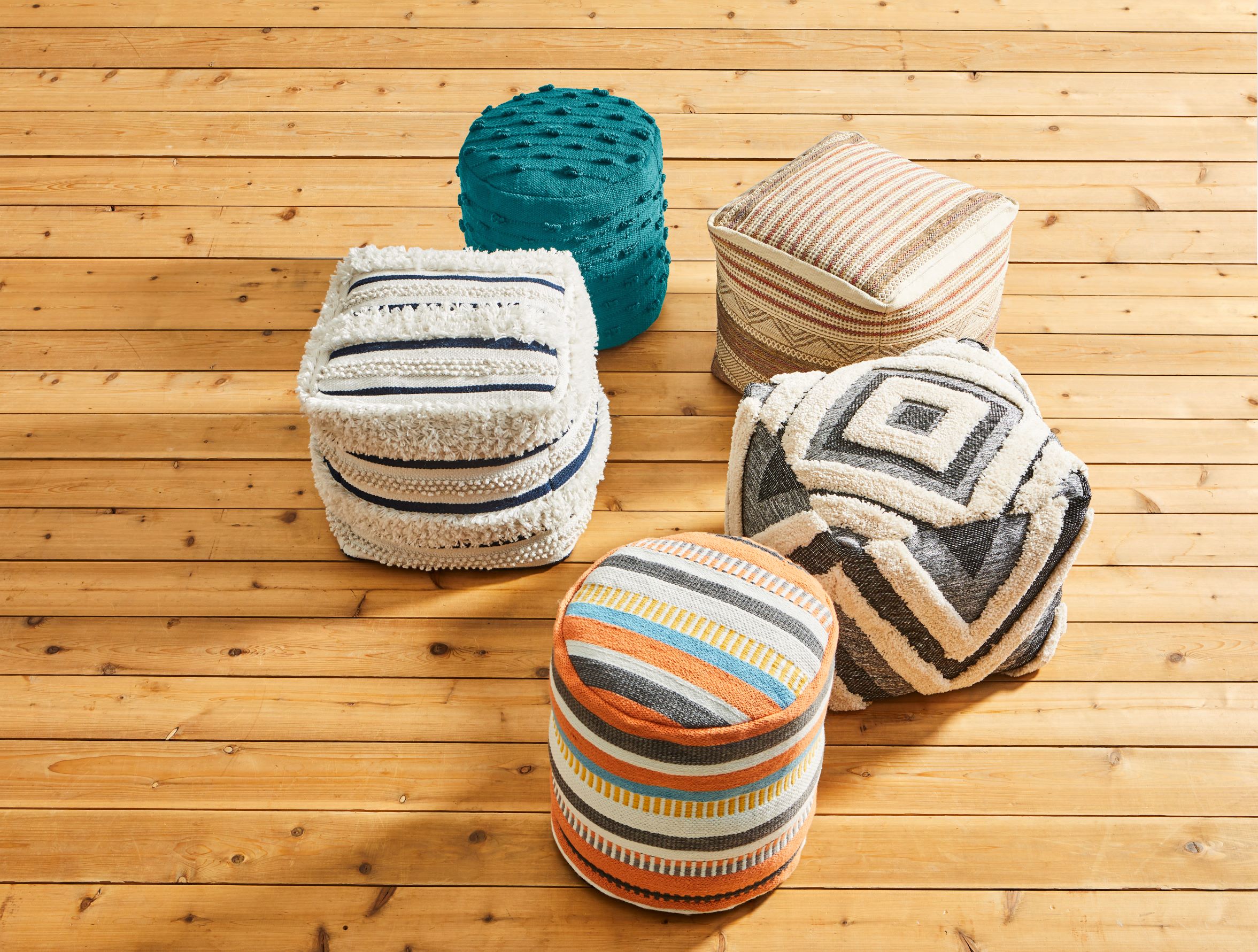Better Homes & Gardens Multi Stripe Round Outdoor Pouf, 16" x 16" x 16", Multi-Color - image 3 of 5