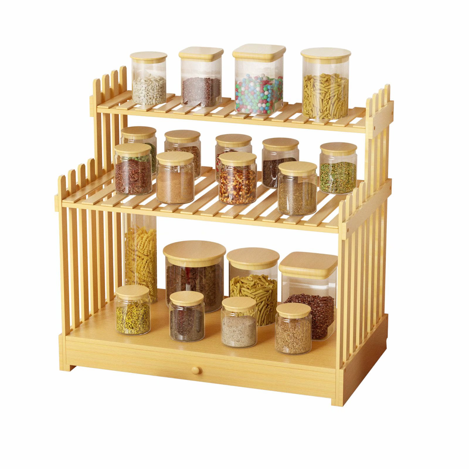 Drawer Spice Organizer-Natural Bamboo Slanted Design 3 Tier Tray-Angled  Horizontal Kitchen Storage for Herbs, Seasonings and More by Classic  Cuisine - Yahoo Shopping