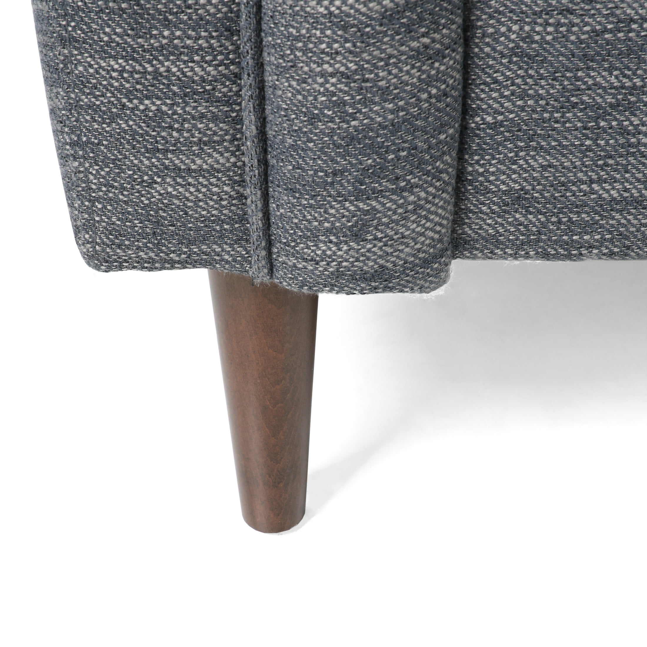 Noble House Brookover Fabric Tufted Loveseat in Charcoal With Espresso Finish