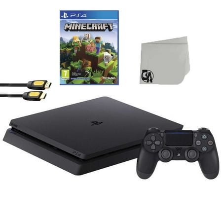 Sony 2215A PlayStation 4 Slim 500GB Gaming Console Black with Minecraft Game BOLT AXTION Bundle Lke New