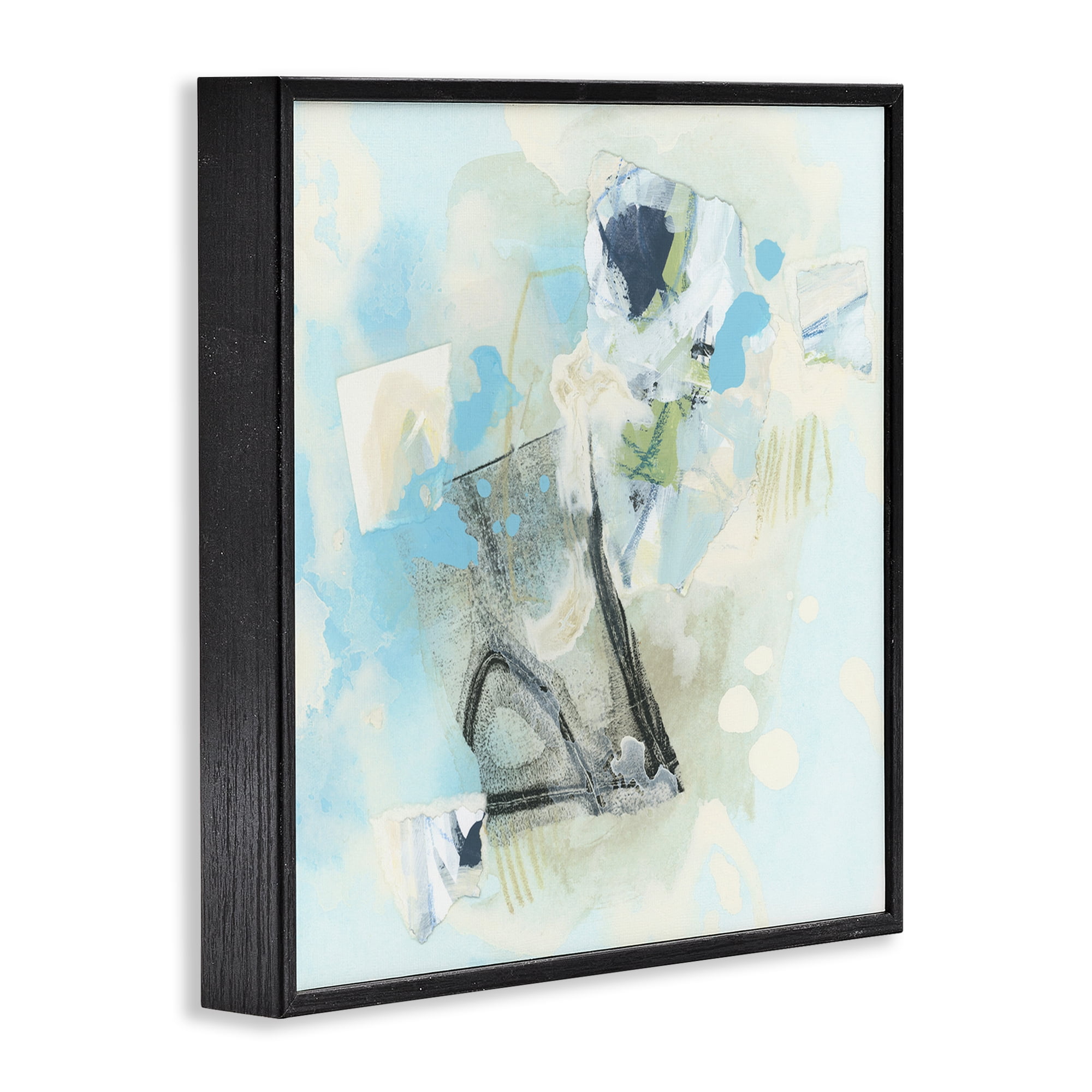 Stupell Industries Blue & Grey Abstract Abstract Painting Black Framed Art Print Wall Art, 24 x 24
