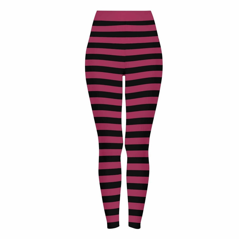 Feancey Women's Striped Leggings Halloween Casual High Waisted