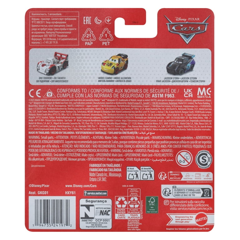 ミニカー DISNEY MOTORS Diecast mini cars Set of 3 Disney Pixar Cars Mini Racers 3-Pack Set of 3 Die-Cast Toy