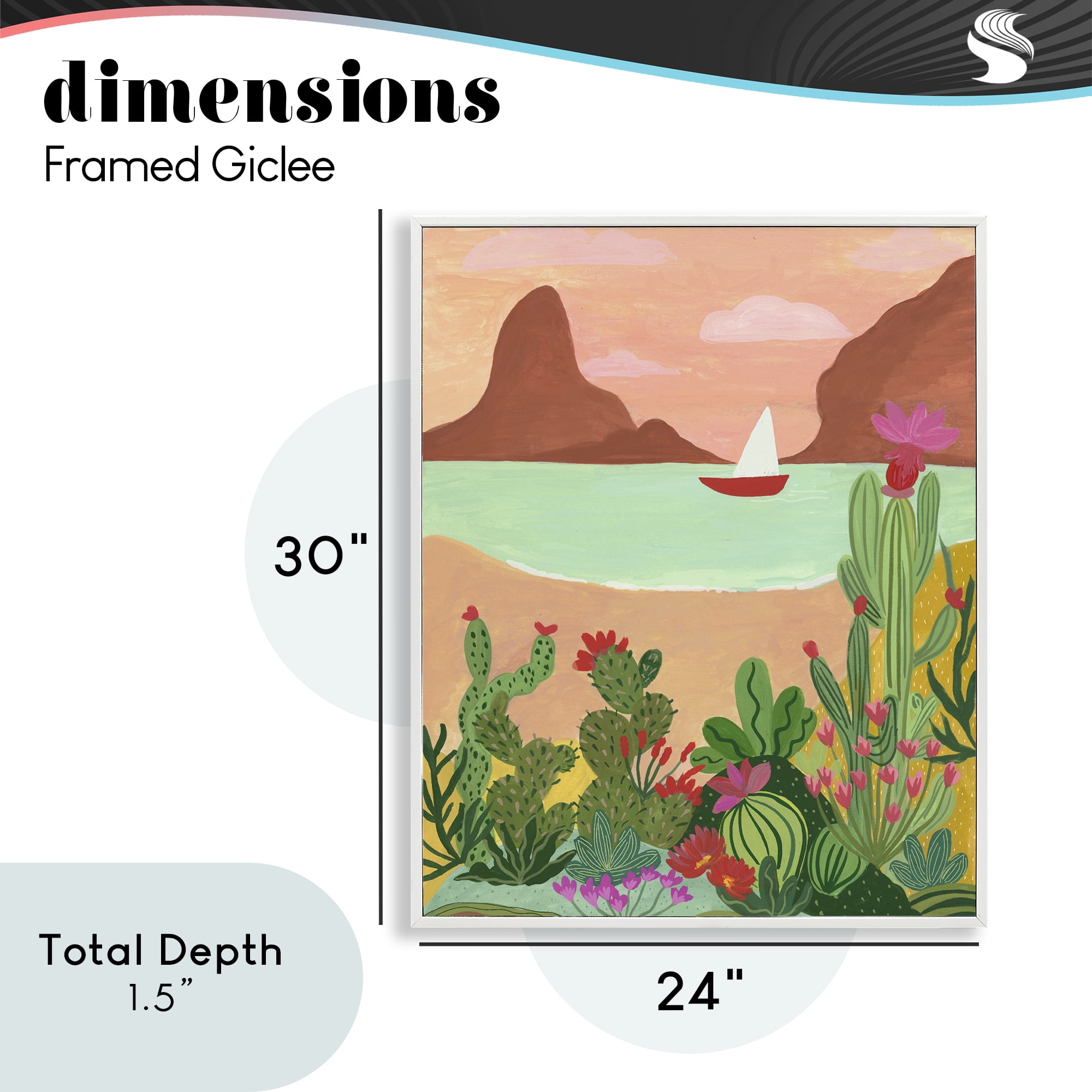 Desert Oasis Boat White Framed Giclee Art, design by Nabeela Rumi