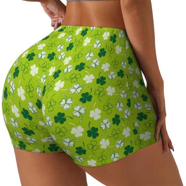 Fotbe St Patrick's Day7 Shorts Sin Costuras – Shorts Deportivos de Cintura Alta para Mujer, Elásticos para Gimnasio, Yoga, Running o Ciclismo-Small