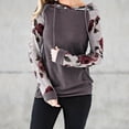 thumbnail image 4 of Sudadera con capucha para mujer, estampado floral, manga larga, bolsillo, suéter con capucha, top, gris, S Jumpingount AP000831-05, 4 of 7