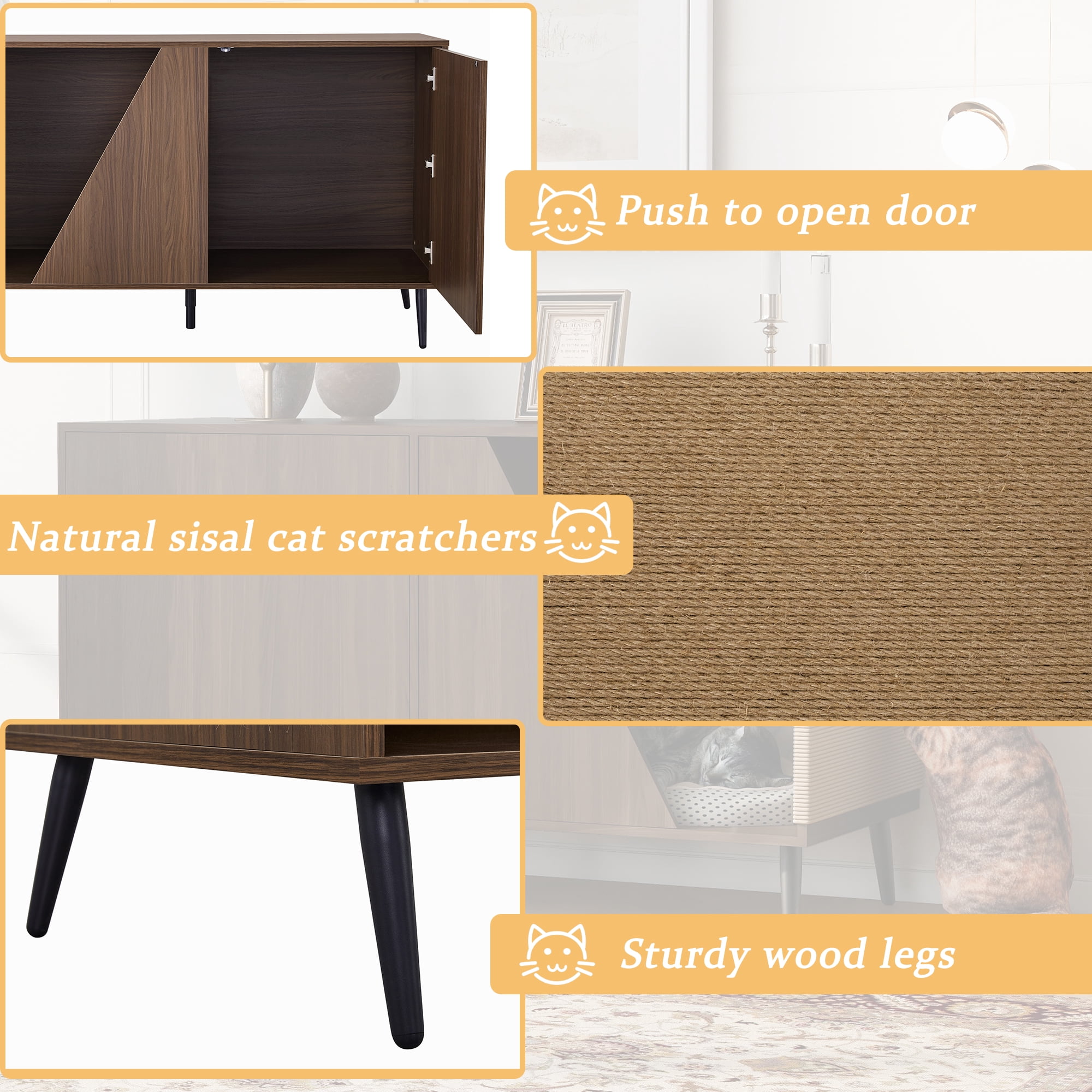 Euroco Wooden Cat House With Storage，Furniture Style