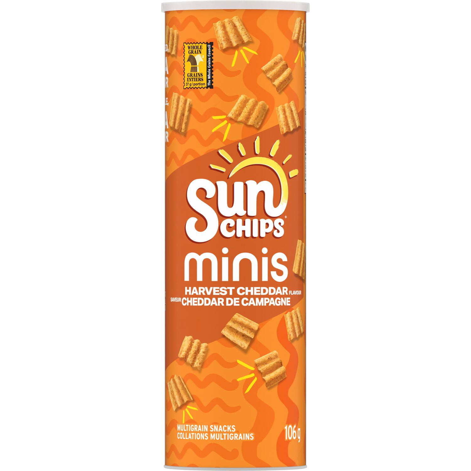SunChips minis Harvest Cheddar flavour Multigrain Snacks, 106 g.