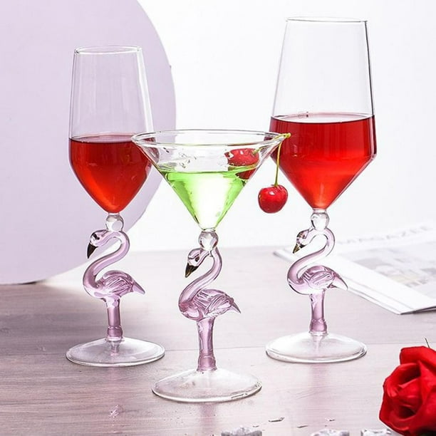 Lot de 3 Verres à Cocktail Flamant Rose pour Soirées Evénements