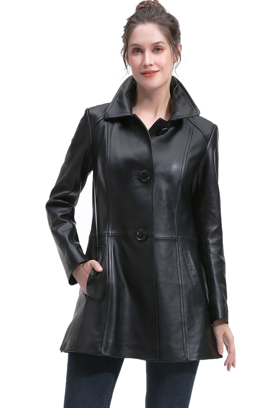 Regular & Plus Size & Petite BGSD Womens Kare Lambskin Leather Jacket 