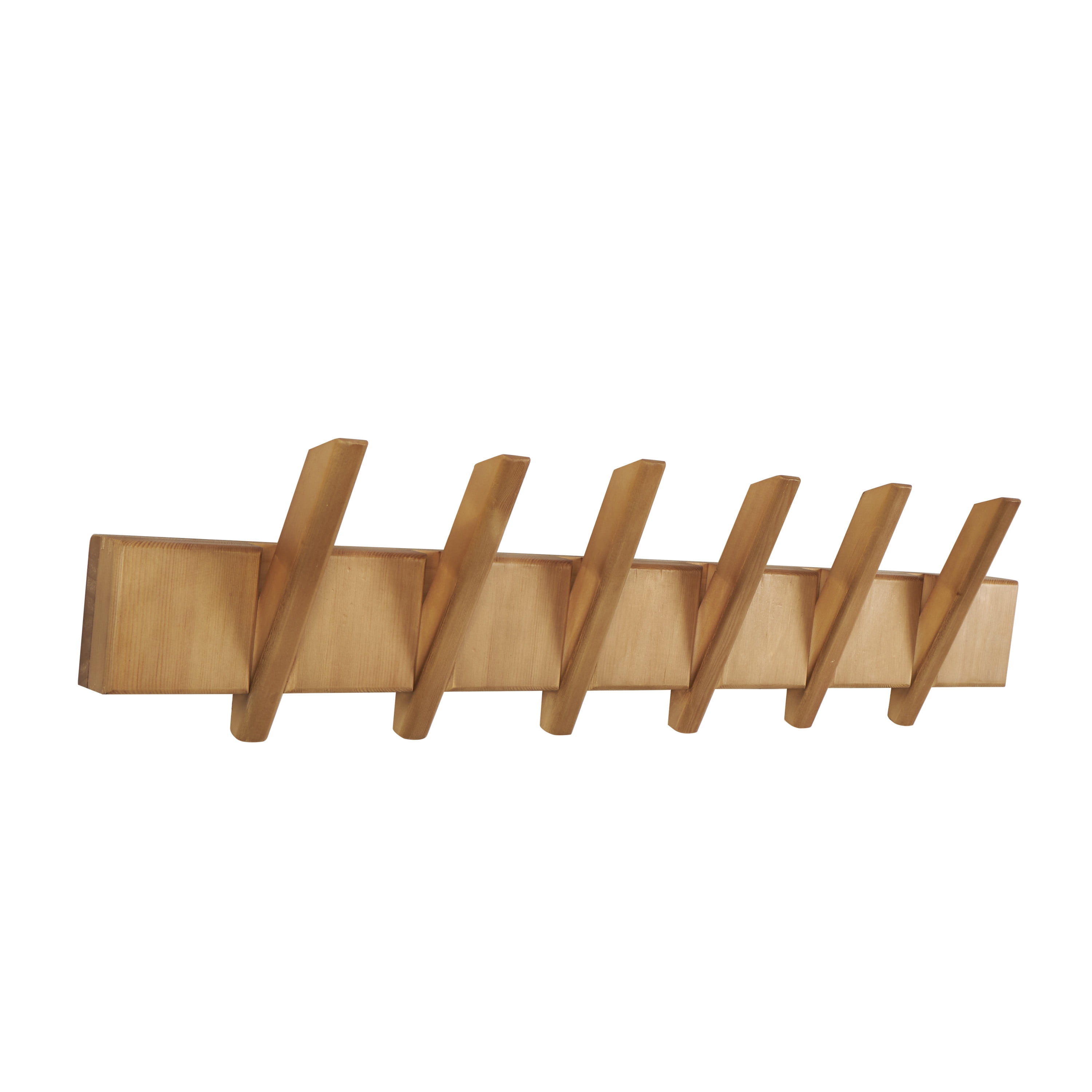 DecMode 36" x 9" Brown Wood Minimalistic 6 Hanger Wall Hook, 1-Piece