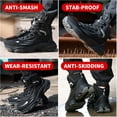 thumbnail image 5 of Men's Steel Toe Safety Boots,Non Slip Ankle Protection Safety Shoes,Puncture-Resistant Work Shoes for Factory|Construction|hiking|Outdoor,Black Size 9.5, 5 of 10