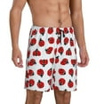 thumbnail image 2 of Rateoe Ladybug On Blue Stripes Print Men's Lounge Shorts – Soft & Breathable Pajama Bottoms with Pockets, Elastic Waistband, Lightweight Sleepwear for Nightwear & Loungewear-Large, 2 of 6